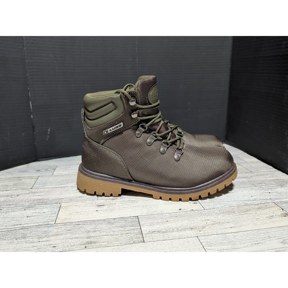 Lugz Grotto II Lace Up Womens Size 7.5 Boots Ankle Low Heel Green Gum Soles